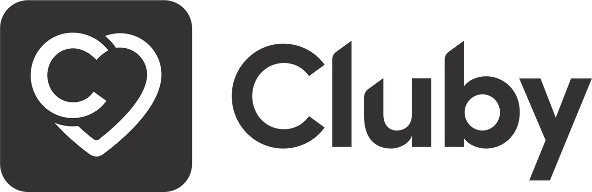 Cluby-logo, vaaka — Musta