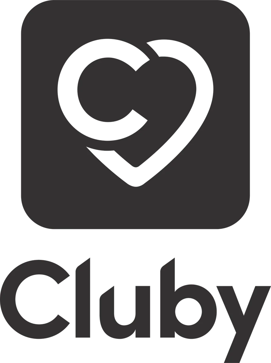Cluby-logo, pysty — Musta